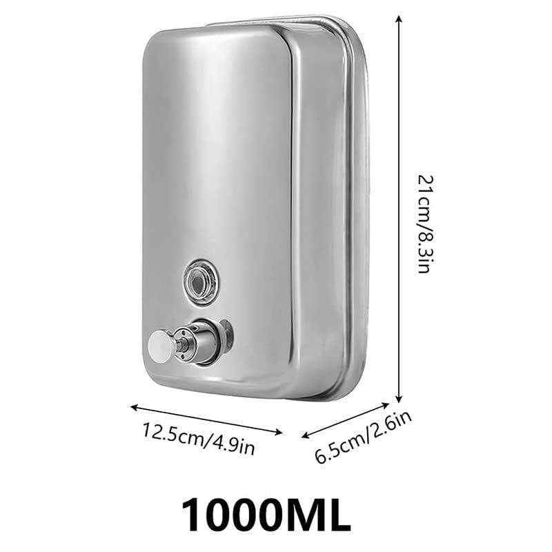 Liquid Soap Dispenser Stainless Steel Shiny Chrome | Wall Mounted | Smooth Pump