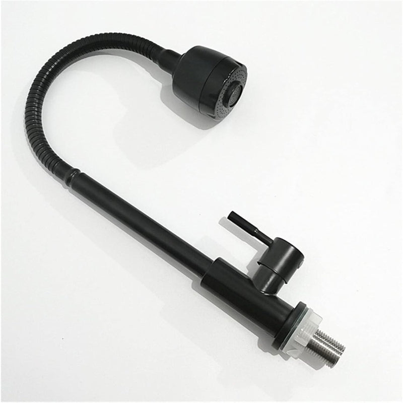 Flexible Neck Faucet with Dual Water Flow in Matt Black Stainless Steel | Single Line | Easy to Install