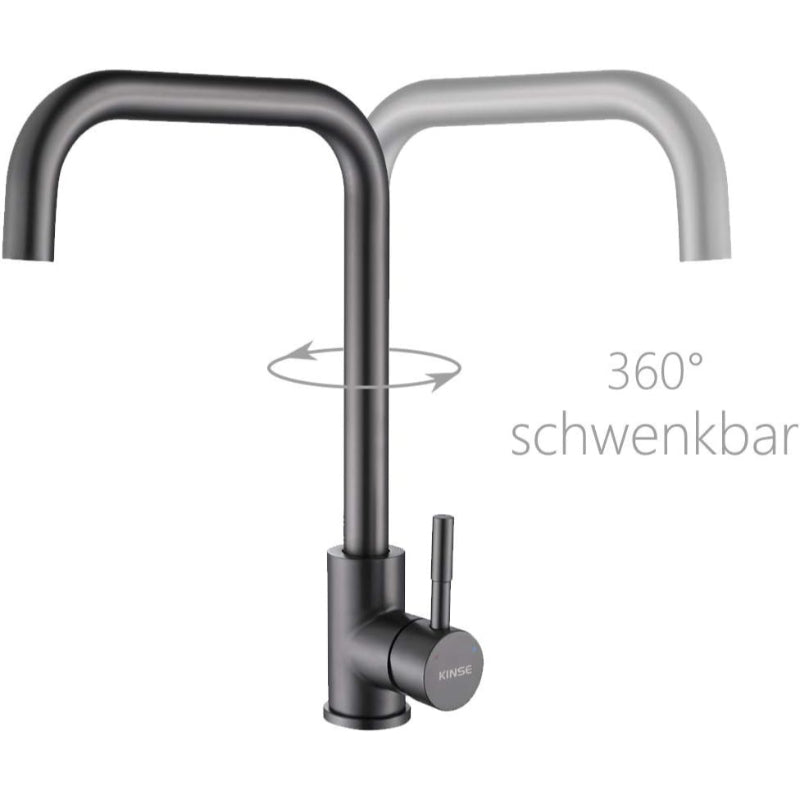 Heavy Duty Bay Neck Kitchen Mixers in Stainless Steel | Matt Black, Gun Metal & Shiny Gold