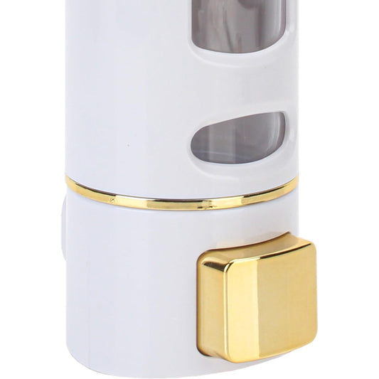 400ml Dispenser in White/Gold for Liquid Soap, Shampoo, Body Wash or Sanitizer | Made in ABS Plastic | Wall Mounted
