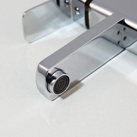 Premium Bathroom Basin 12" inch Faucet in Shiny Chrome | Hot and Cold Mixer | Stainless Steel Handle with PVC Body