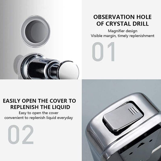 500ml | 800ml | 1000ml | Liquid Soap Dispenser Stainless Steel Shiny Chrome | Wall Mounted | Smooth Pump