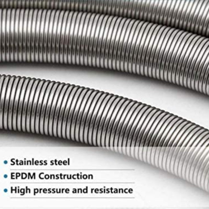 Stainless Steel Muslim Shower Set 5"inches Head + 1 Meter Spring Pipe in Silver | High Water Pressure | Easy Installation