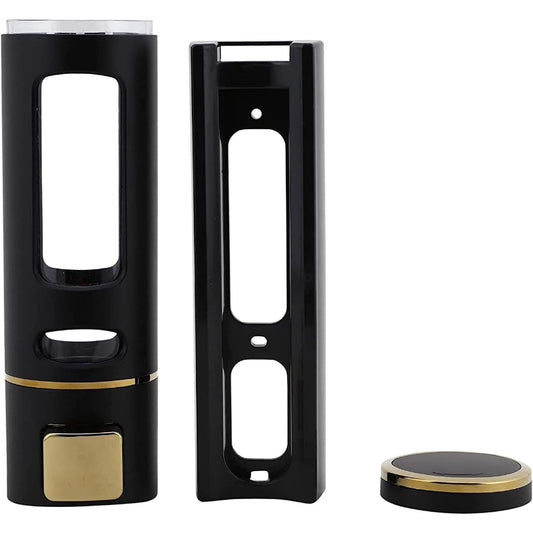 400ml Dispenser in Black/Gold for Liquid Soap, Shampoo, Body Wash or Sanitizer | Made in ABS Plastic | Wall Mounted