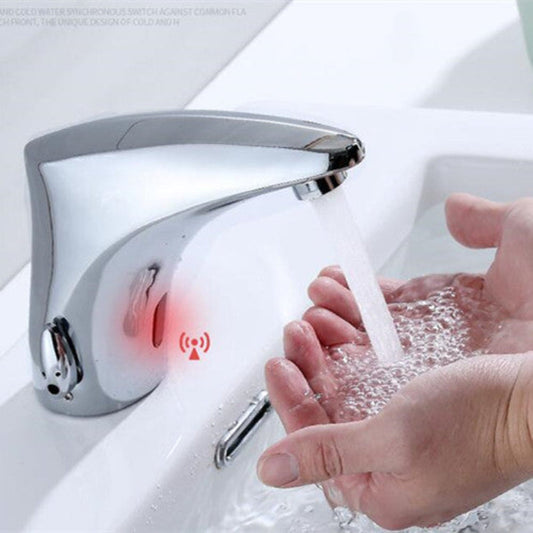 Infrared Smart Automatic Faucet in Stainless Steel for Wash Basins at Bathrooms, Offices | Hot and Cold Mixer | Water Saving Design