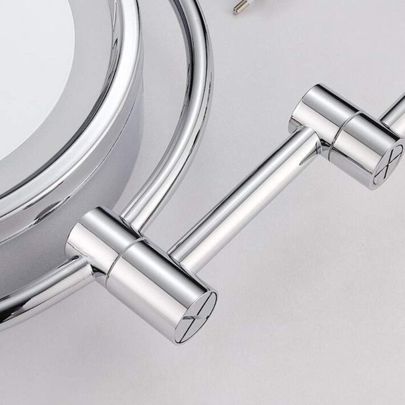 8" inches LED Makeup Mirror 360° Moveable for Dressers, Bathrooms | Magnifying + Normal Dual Mirror | Wall-Mounted