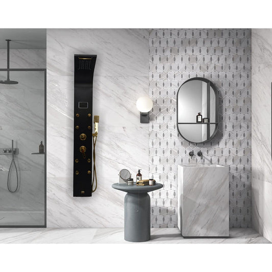 Luxury LED Shower Panel 5 in 1 with Hand Shower in Stainless Steel