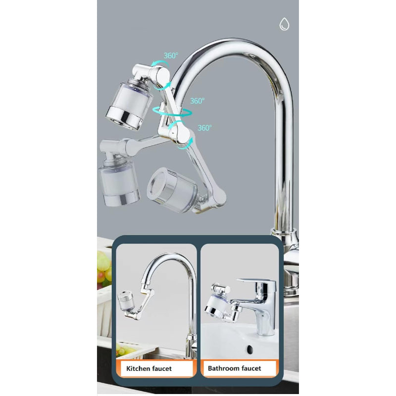 360° Rotatable Spray Attachment with Filter for Kitchen or Bathroom Mixers | 1080° Swivel Faucet/Extender | Made in ABS Plastic