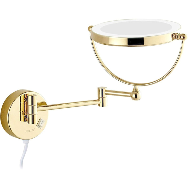 8" inches LED Makeup Mirror 360° Moveable for Dressers, Bathrooms | Magnifying + Normal Dual Mirror | Wall-Mounted