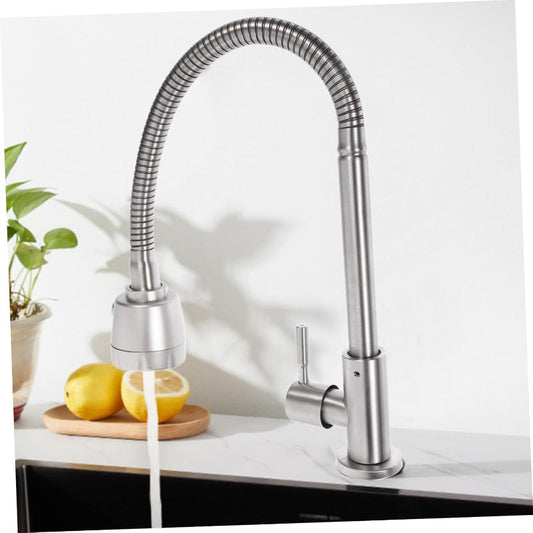 Flexible Neck Faucet with Dual Water Flow in Stainless Steel | Single Line | Easy to Install