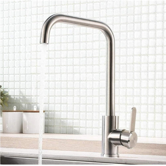 Bay Neck Kitchen Faucet Counter Top in Stainless Steel | Hot and Cold Mixer | Easy to Install