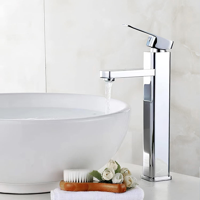 Premium Bathroom Basin 12" inch Faucet in Shiny Chrome | Hot and Cold Mixer | Stainless Steel Handle with PVC Body