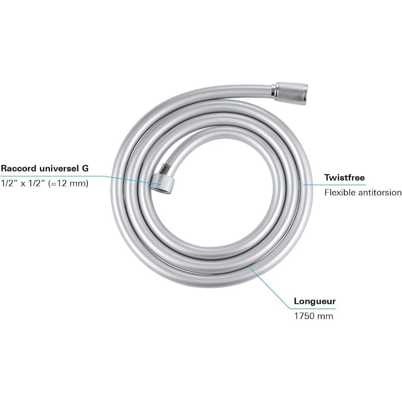 Premium 1.5m (4.5 Foot) Shower Pipe in PVC Matt Grey for Bath Shower or Toilet Showers
