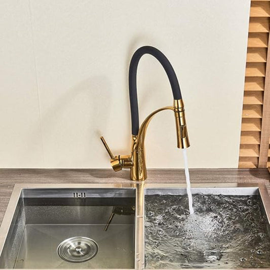 Flexible Neck Kitchen Mixer in Black Gold | Hot and Cold Mixer | 360° Moveable
