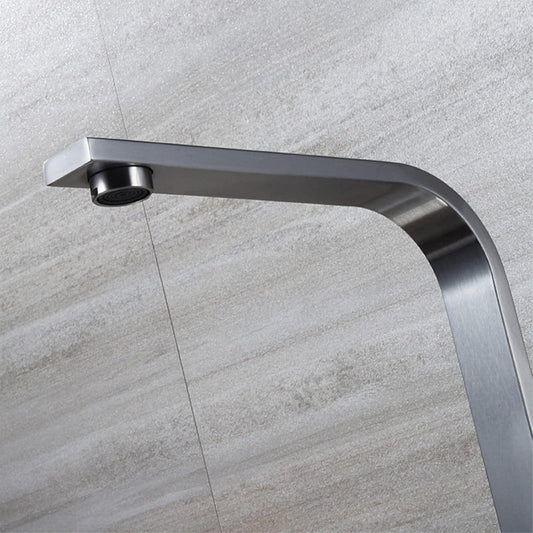 Premium 14" inches L-Shape Stainless Steel Kitchen Faucet in Chrome | Hot and Cold Mixer | 360° Moveable