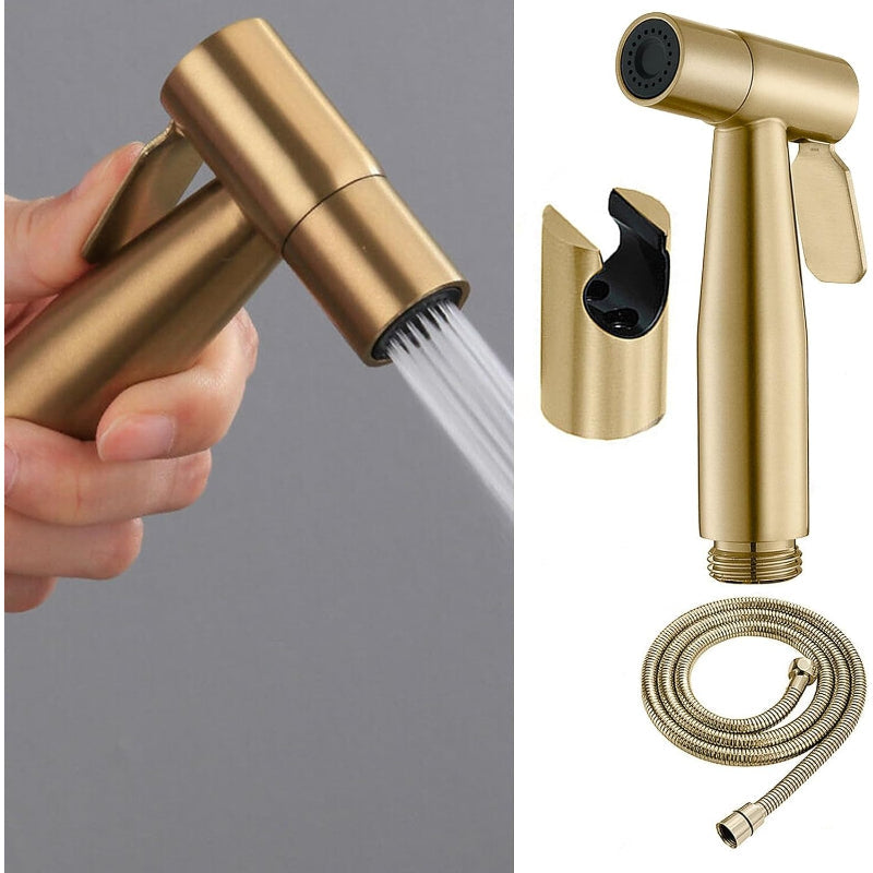 Golden Stainless Steel Muslim Shower Set 5"inches Head + 1.2 Meter Pipe | High Water Pressure | Easy Installation