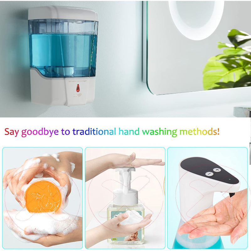 600ml Automatic Liquid Dispenser for Liquid Soap, Shampoo, Body Wash or Sanitizer | Made in ABS Plastic | Wall Mounted