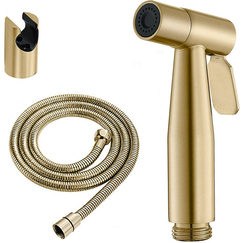 Golden Stainless Steel Muslim Shower Set 5"inches Head + 1.2 Meter Pipe | High Water Pressure | Easy Installation