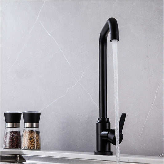 Bay Neck Kitchen Faucet Counter Top Matt Black in Stainless Steel | Hot and Cold Mixer | Easy to Install