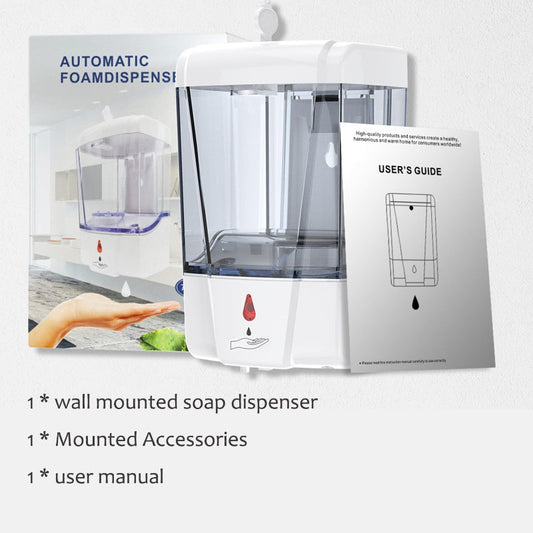 600ml Automatic Liquid Dispenser for Liquid Soap, Shampoo, Body Wash or Sanitizer | Made in ABS Plastic | Wall Mounted