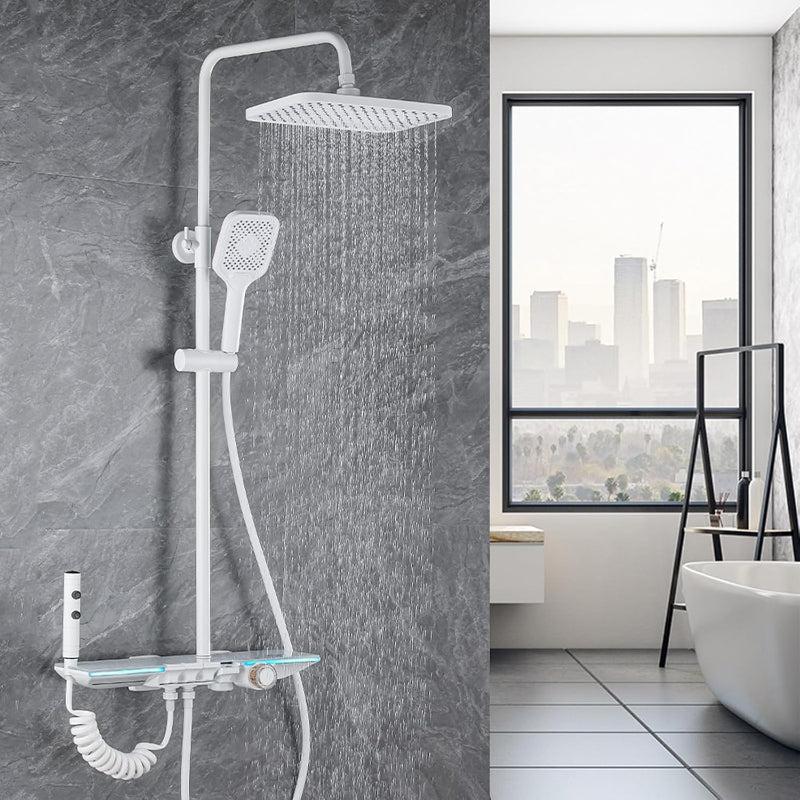 Premium Piano LED Bathroom Shower Set with Basin Mixer