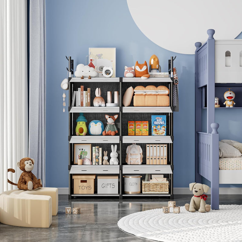 Portable Foldable Storage Cabinet Organizer Shelf with Doors, PP Plastic with Steel Rods | Lightweight, Space-Saving Storage Rack for Home, Bedroom o Kids Room