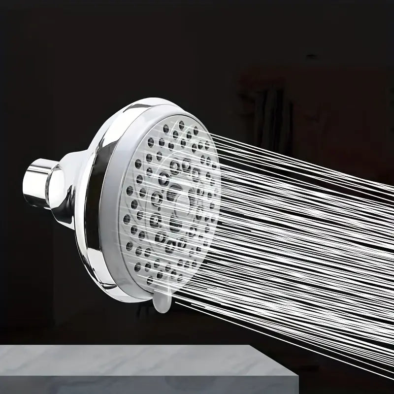 5 in 1 Round Bathing Shower Head 4" inches in Chrome | Durable ABS Plastic | High Pressure