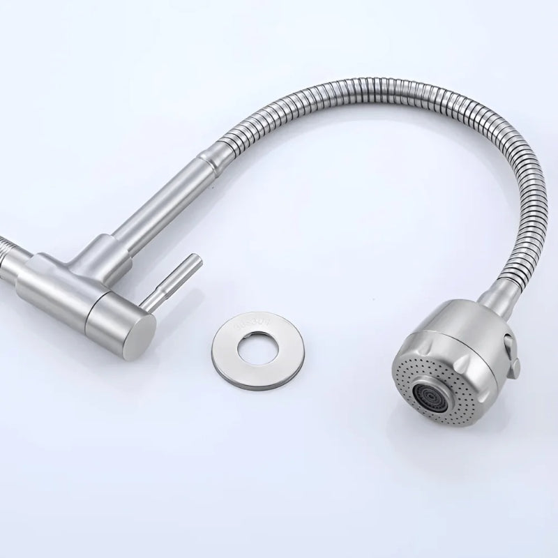Flexible Neck Sink Cock in Stainless Steel with Dual Sparyer