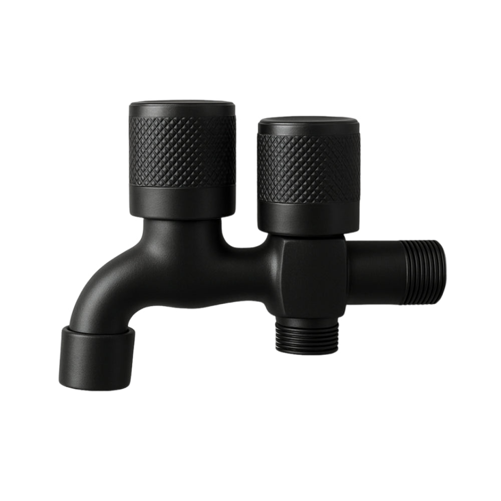 Premium Double Bib Cock in Stainless Steel | Black, Golden, Gun Grey & Chrome | for Bathrooms or Wash Areas