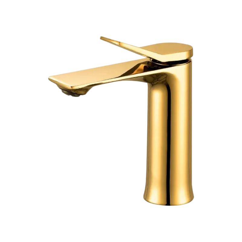 Stylish Wash Basin Faucet Shiny Gold in Stainless Steel | Hot and Cold Mixer | Easy to Install
