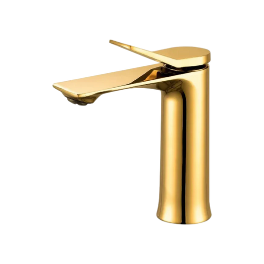 Stylish Wash Basin Faucet Shiny Gold in Stainless Steel | Hot and Cold Mixer | Easy to Install