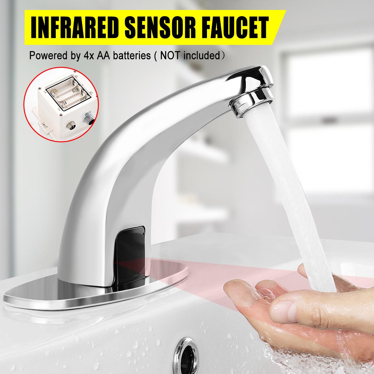 AC/DC Automatic Bathroom Faucet in Stainless Steel Shiny Chrome | Single Line