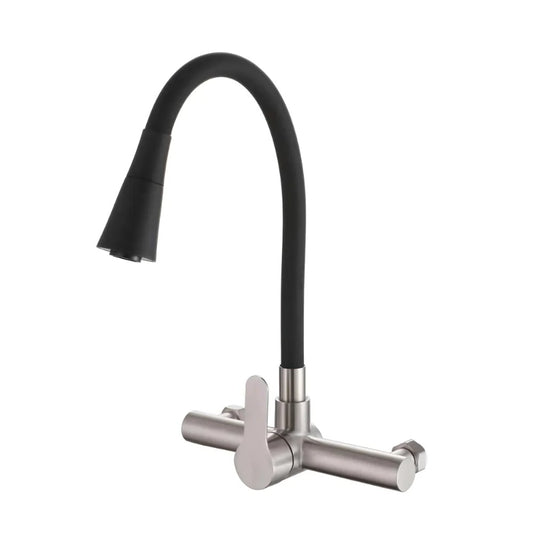 Flexible Neck Sink Mixer in Stainless Steel | Wall Mounted | Dual Spray Modes