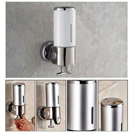 500ml Dispenser in Silver Matt for Liquid Soap, Shampoo, Body Wash or Sanitizer | Made in ABS Plastic | Wall Mounted