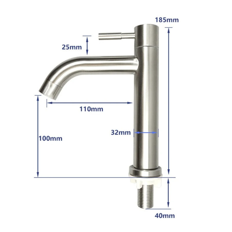 Top Pillar Cock in Stainless Steel for Kitchen and Bathrooms | Single Line