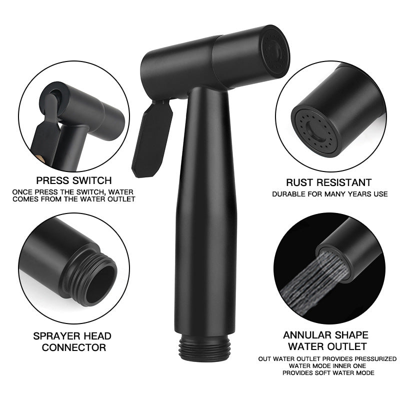 Stainless Steel Muslim Shower Head in Matt Black 5"inches for Bathroom and Toilets | High Water Pressure | Easy Installation