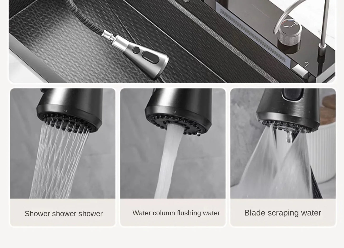30x18 inch Multifunction Kitchen Sink in Stainless Steel with LED Panel | Scratch Proof Honeycomb Design