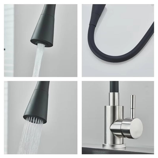 Flexible Neck Sink Mixer in Stainless Steel | Dual Spray Modes | Deck Mounted