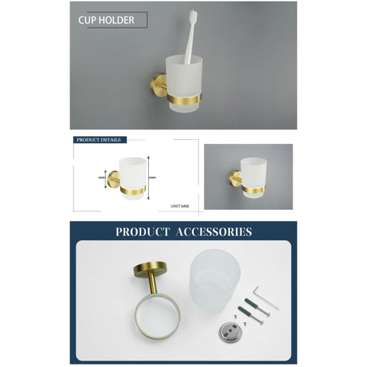 Wesda Brush Holder in Shiny Gold Stainless Steel