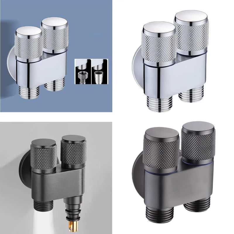 2 in 1 Double Heavy T-Cock Stainless Steel with Toilet Shower Set in ABS Plastic | Black, Chrome & Gun Grey