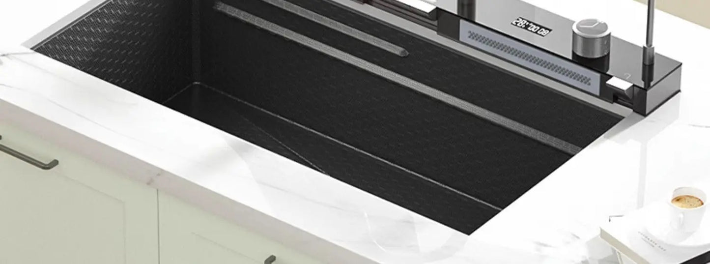 30x18 inch Multifunction Kitchen Sink in Stainless Steel with LED Panel | Scratch Proof Honeycomb Design