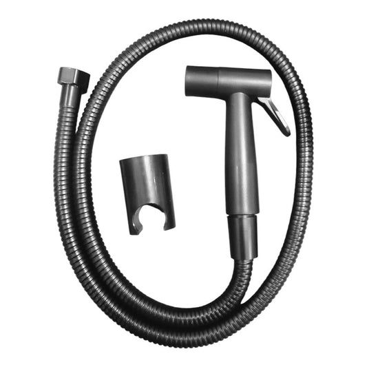 Elegant Muslim Shower Set 5"inches Head + 1.2 Meter Pipe in Matt Black | High Water Pressure | Easy Installation | ABS Plastic Head + Stainless Steel Pipe