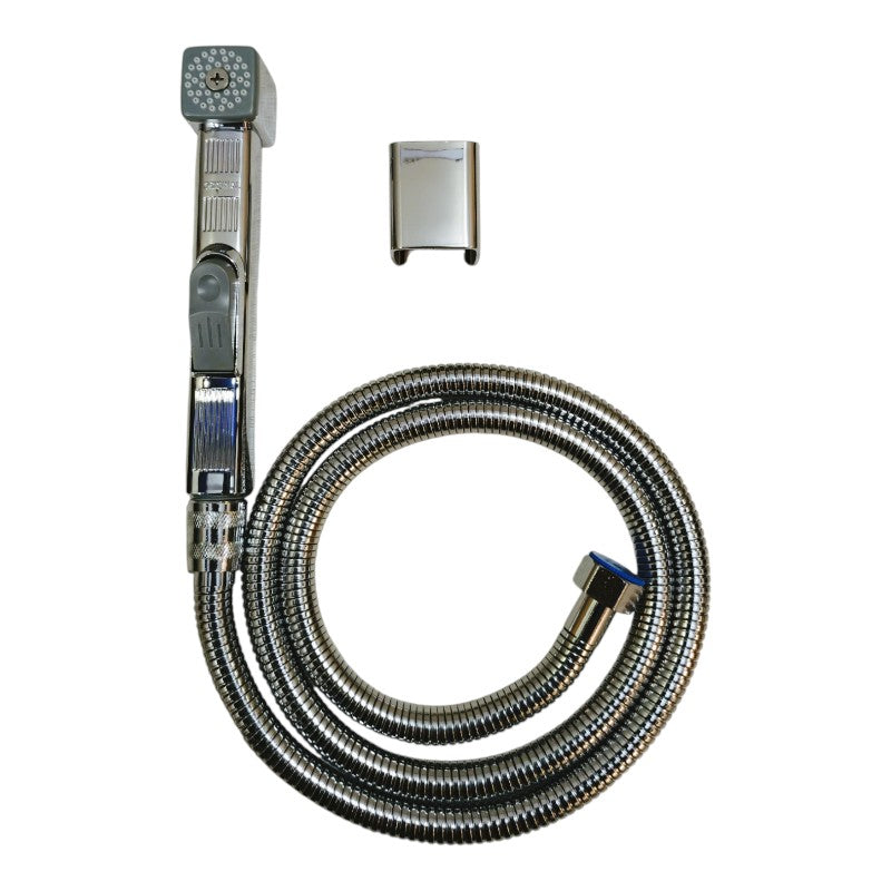 Premium Muslim Shower Set 7"inches Head + 1.2 Meter Pipe Shiny Chrome | High Water Pressure | Easy Installation | ABS Plastic Head + Stainless Steel Pipe