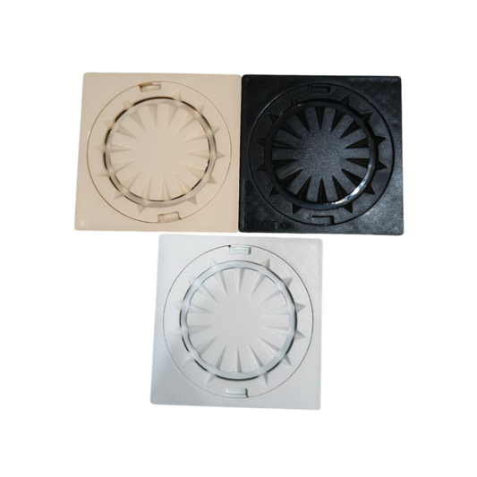 Premium 6x6" Inch Floor Drain in ABS Plastic | Colours White, Black & Ivory