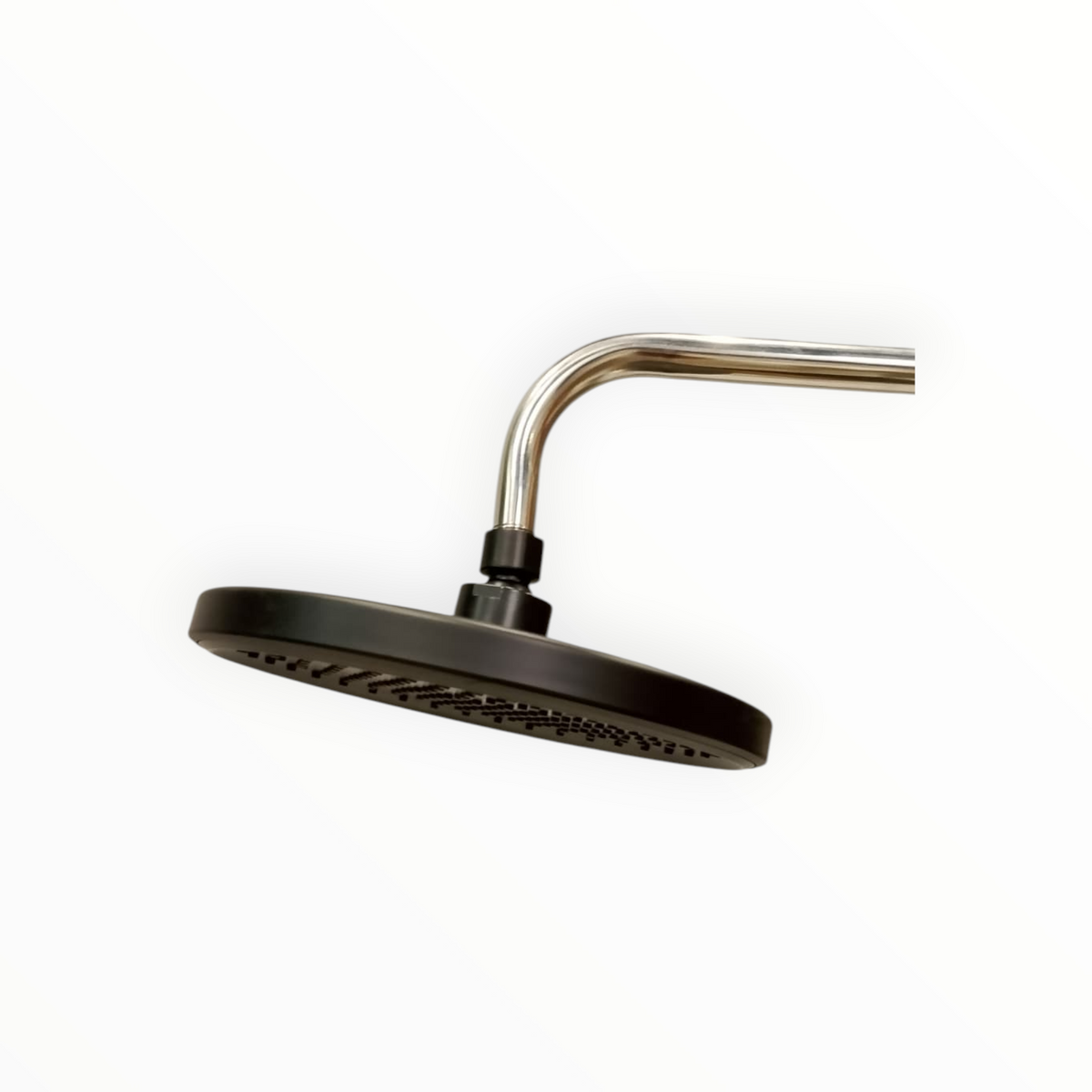 8" inches Bath Shower Head in All Black | Made in Durable ABS Plastic | High Pressure (Without Shower Rod)