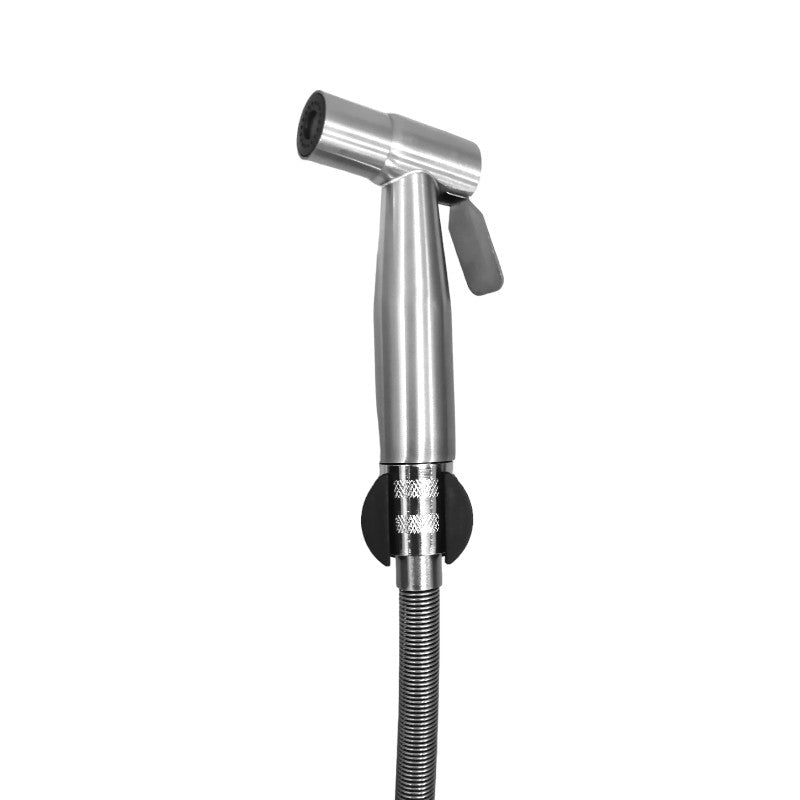 Stainless Steel Muslim Shower Set 5"inches Head + 1 Meter Spring Pipe in Silver | High Water Pressure | Easy Installation
