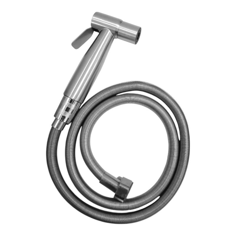 Stainless Steel Muslim Shower Set 5"inches Head + 1 Meter Spring Pipe in Silver | High Water Pressure | Easy Installation