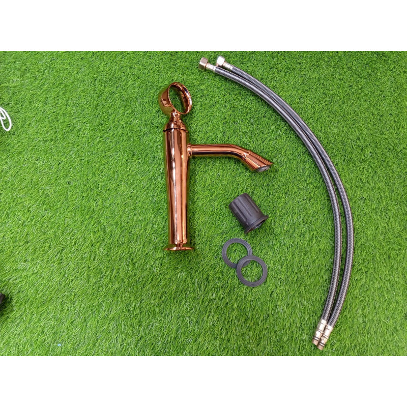 Top Ring Wash Basin Faucet Rose Gold in Stainless Steel | Hot and Cold Mixer | Easy to Install