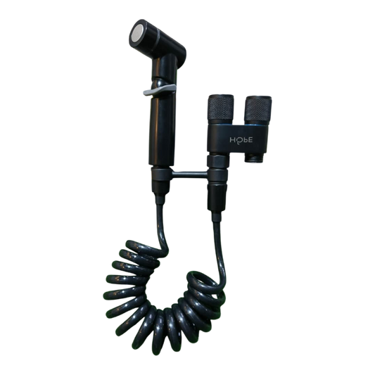 2 in 1 Double Heavy T-Cock Stainless Steel with Toilet Shower Set in ABS Plastic | Black, Chrome & Gun Grey