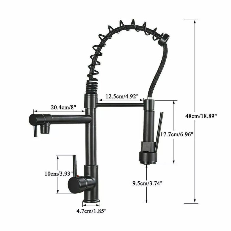 Premium 15" inches Pull Out Premium Kitchen Faucet in All Black | Hot and Cold Mixer | Pull Out Spray | 360° Moveable